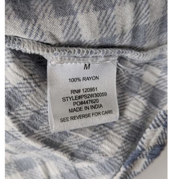 Pink Rose‎ Blouse Womens Small Blue White Gingham Check Plaid Tie Front Button - Picture 3 of 7